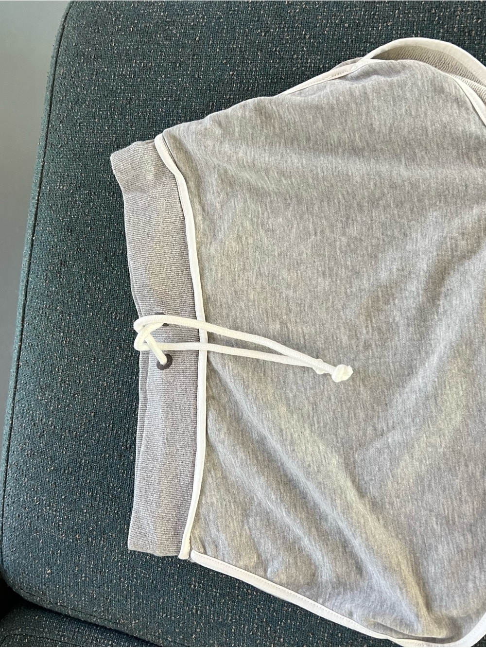 Gray Drawstring Lounge Skirt with White Trim